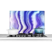 KitchenYeah Spatscherm keuken 90x60 cm - Kookplaat achterwand Neon - Agaat steen - Abstract - Muurbeschermer - Spatwand fornuis - Hoogwaardig aluminium