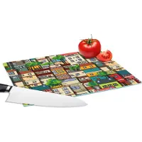 KitchenYeah Glazen Snijplank - 28x20 - Patronen - Huis - Boom - Jongens - Kinderen - Kids - Snijplanken Glas