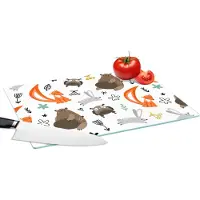 KitchenYeah Glazen Snijplank - 39x28 - Dieren - Bos - Patroon - Snijplanken Glas