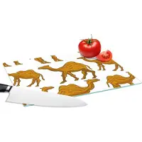 KitchenYeah Glazen Snijplank - 28x20 - Kameel - Hout - Patronen - Snijplanken Glas