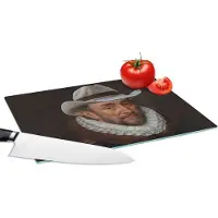 KitchenYeah Glazen Snijplank - 28x20 - Willem van Oranje - Adriaen Thomasz - Cowboy - Snijplanken Glas