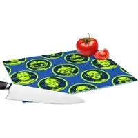KitchenYeah Glazen Snijplank - 28x20 - Patronen - Robot - Geel - Blauw - Jongens - Kinderen - Kids - Jongetje - Snijplanken Glas