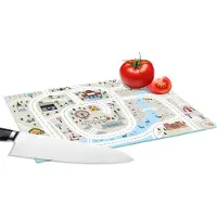 KitchenYeah Glazen Snijplank - 28x20 - Kinderen - Pretpark - Palmboom - Wegen - Snijplanken Glas