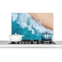 KitchenYeah Spatscherm keuken 90x60 cm - Kookplaat achterwand Water - Zee - Strand - Zomer - Muurbeschermer - Spatwand fornuis - Hoogwaardig aluminium