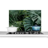 KitchenYeah Spatscherm keuken 90x60 cm - Kookplaat achterwand Planten - Jungle - Bladeren - Tropisch - Muurbeschermer - Spatwand fornuis - Hoogwaardig aluminium