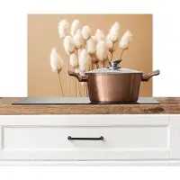 KitchenYeah Spatscherm keuken 60x40 cm - Kookplaat achterwand Bloemen - Planten - Bruin - Pastel - Muurbeschermer - Spatwand fornuis - Hoogwaardig aluminium