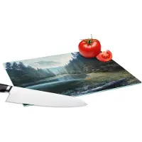 KitchenYeah Glazen Snijplank - 28x20 - Bos - Gras - Bergen - Bomen - Natuur - Snijplanken Glas