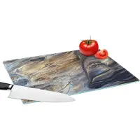 KitchenYeah Glazen Snijplank - 39x28 - Marmer - Goud - Waterverf - Textuur - Marmerlook - Snijplanken Glas