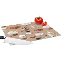 KitchenYeah Glazen Snijplank - 39x28 - Patronen - Koffie - Cappuccino - Chocolade - Snijplanken Glas