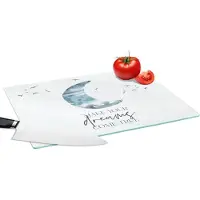 KitchenYeah Glazen Snijplank - 39x28 - Kinderen - Make your dreams come true - Spreuken - Jongens - Blauw - Waterverf - Snijplanken Glas