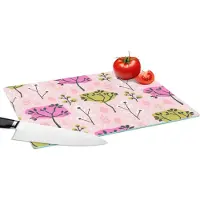 KitchenYeah Glazen Snijplank - 39x28 - Roze - Bomen - Bladeren - Design - Snijplanken Glas