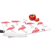 KitchenYeah Glazen Snijplank - 39x28 - Patroon - Flamingo - Vogel - Snijplanken Glas