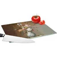 KitchenYeah Glazen Snijplank - 28x20 - Oude meesters - Bloemen - Balthasar van der Ast - Snijplanken Glas