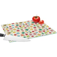 KitchenYeah Glazen Snijplank - 39x28 - Patronen - Sterren - Kleuren - Jongens - Kinderen - Kids - Snijplanken Glas