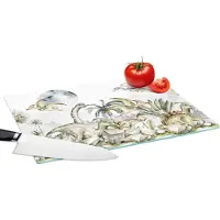 KitchenYeah Glazen Snijplank - 39x28 - Dinosaurus - Kinderen - Jungle - Groen - Dieren - Natuur - Snijplanken Glas