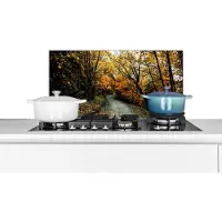 KitchenYeah Spatscherm keuken 60x30 cm - Kookplaat achterwand Bladeren - Herfst - Bos - Muurbeschermer - Spatwand fornuis - Hoogwaardig aluminium