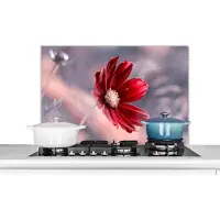 KitchenYeah Spatscherm keuken 90x60 cm - Kookplaat achterwand Bloemen - Rood - Natuur - Planten - Muurbeschermer - Spatwand fornuis - Hoogwaardig aluminium
