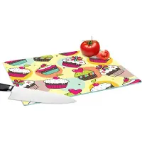 KitchenYeah Glazen Snijplank - 39x28 - Meisjes - Cupcake - Patronen - Girl - Kids - Kinderen - Kindje - Snijplanken Glas