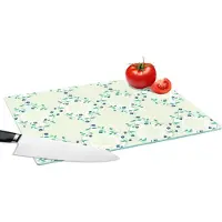 KitchenYeah Glazen Snijplank - 39x28 - Groen - Blauw - Bloem - Design - Snijplanken Glas