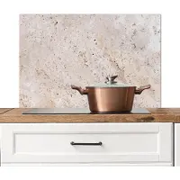 KitchenYeah Spatscherm keuken 90x60 cm - Kookplaat achterwand Textuur - Beige - Patroon - Kunst - Muurbeschermer - Spatwand fornuis - Hoogwaardig aluminium