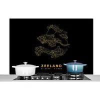 KitchenYeah Spatscherm keuken 120x80 cm - Kookplaat achterwand Zeeland - Nederland - Wegenkaart - Goud - Muurbeschermer - Spatwand fornuis - Hoogwaardig aluminium