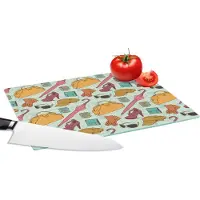 KitchenYeah Glazen Snijplank - 28x20 - Kleren - Paraplu - Seizoenen - Design - Snijplanken Glas
