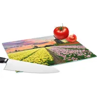 KitchenYeah Glazen Snijplank - 28x20 - Windmolen - Tulpen - Bloemen - Nederland - Snijplanken Glas