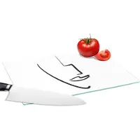 KitchenYeah Glazen Snijplank - 28x20 - Gezicht - Vrouw - Abstract - Snijplanken Glas