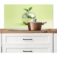 KitchenYeah Spatscherm keuken 100x50 cm - Kookplaat achterwand Groen - Disco - Decoratie - Appel - Muurbeschermer - Spatwand fornuis - Hoogwaardig aluminium