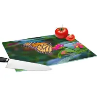 KitchenYeah Glazen Snijplank - 39x28 - Vlinders - Bloem - Natuur - Snijplanken Glas