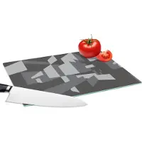 KitchenYeah Glazen Snijplank - 28x20 - 3D - Patronen - Zwart Wit - Snijplanken Glas