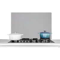 KitchenYeah Spatscherm keuken 90x60 cm - Kookplaat achterwand Metaal print - Grijs - Muurbeschermer - Spatwand fornuis - Hoogwaardig aluminium