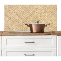KitchenYeah Spatscherm keuken 100x50 cm - Kookplaat achterwand Patroon - Beige - Rotan print - Muurbeschermer - Spatwand fornuis - Hoogwaardig aluminium