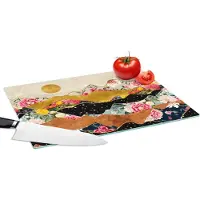 KitchenYeah Glazen Snijplank - 39x28 - Goud - Bloemen - Print - Abstract - Landschap - Patronen - Snijplanken Glas
