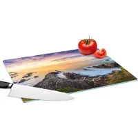 KitchenYeah Glazen Snijplank - 39x28 - Zonsondergang - Horizon - Water - Landschap - Blauw - Snijplanken Glas