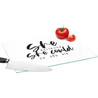 KitchenYeah Glazen Snijplank - 39x28 - Quotes - Spreuken - She believed she could so she did - Snijplanken Glas