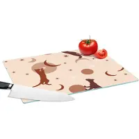 KitchenYeah Glazen Snijplank - 39x28 - Patronen - Kat - Maan - Pastel - Meisjes - Kinderen - Kids - Snijplanken Glas