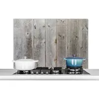 KitchenYeah Spatscherm keuken - Spatbord - Houten plank - Structuur - Grijs - Hout - Spatwand -100x65 cm