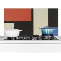 KitchenYeah Spatscherm keuken 60x30 cm - Kookplaat achterwand Compositie met rood vierkant, zwart, blauw - Piet Mondriaan - Muurbeschermer - Spatwand fornuis - Hoogwaardig aluminium