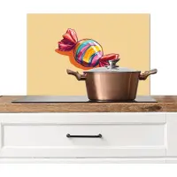 KitchenYeah Spatscherm keuken 70x50 cm - Kookplaat achterwand Geel - Snoep - Kleur - Muurbeschermer - Spatwand fornuis - Hoogwaardig aluminium