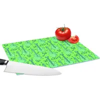 KitchenYeah Glazen Snijplank - 28x20 - Gitaar - Patronen - Groen - Snijplanken Glas