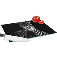 KitchenYeah Glazen Snijplank - 39x28 - Zebra - Zwart - Wit - Dieren - Snijplanken Glas