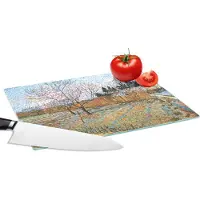 KitchenYeah Glazen Snijplank - 28x20 - Bloeiende perzikboom - Vincent van Gogh - Snijplanken Glas