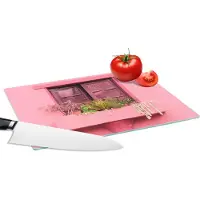 KitchenYeah Glazen Snijplank - 28x20 - Raam - Planten - Roze - Plantenbak - Snijplanken Glas