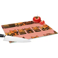 KitchenYeah Glazen Snijplank - 39x28 - Katten - Patronen - Dieren - Kinderen - Snijplanken Glas
