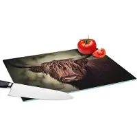 KitchenYeah Glazen Snijplank - 39x28 - Schotse hooglander - Licht - Portret - Natuur - Snijplanken Glas