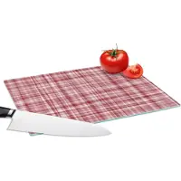 KitchenYeah Glazen Snijplank - 28x20 - Patroon - Rood - Waves - Snijplanken Glas