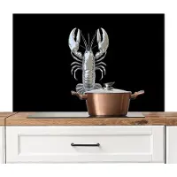KitchenYeah Spatscherm keuken 100x65 cm - Kookplaat achterwand Kreeft - Zilver - Metallic - Luxe - Muurbeschermer - Spatwand fornuis - Hoogwaardig aluminium