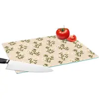 KitchenYeah Glazen Snijplank - 39x28 - Edelweiss - Bloemen - Patroon - Snijplanken Glas