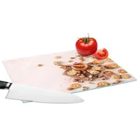 KitchenYeah Glazen Snijplank - 28x20 - Koekjes - Honing - Noten - Keuken - Snijplanken Glas